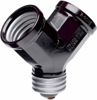 Medium Base Single Lampholder to Twin Lampholder, 15A 250V 660W