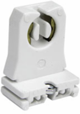 Fluorescent Lampholder, Slide-on for Medium Bi-Pin Lamps, White