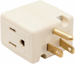 15A 125V Cube Tap Adapter 2-Pole 3-Wire, Ivory, UL Listed