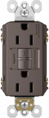 15A Duplex Self-Test GFCI Receptacle, Brown, 4.2 Inch Height, 1.73 Inch Width