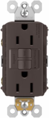 15A Duplex Self-Test GFCI Receptacle, Brown, 4.2 Inch Height, 1.73 Inch Width