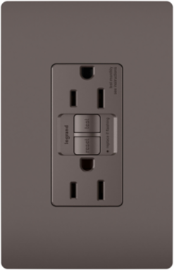 15A Duplex Self-Test GFCI Receptacle, Brown, 4.2 Inch Height, 1.73 Inch Width
