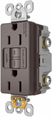 15A Duplex Self-Test GFCI Receptacle, Brown, 4.2 Inch Height, 1.73 Inch Width