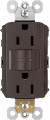 15A Duplex Self-Test GFCI Receptacle, Brown, 4.2 Inch Height, 1.73 Inch Width