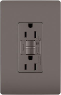 15A Duplex Self-Test GFCI Receptacle, Brown, 4.2 Inch Height, 1.73 Inch Width