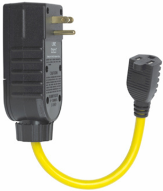 Portable 15A Right Angle Self-Test GFCI Plug with 1-Foot Cord Set, Automatic Reset