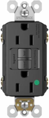 Hospital Grade 15A Duplex Self-Test GFCI Receptacle, Black, 1.73 Inch Width, 4.2 Inch Height
