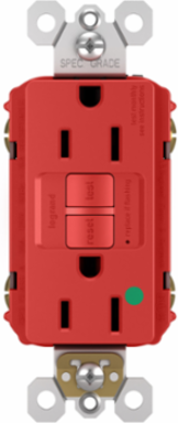 Hospital Grade 15A Duplex Self-Test GFCI Receptacle, Red, 4.2 Inch Height