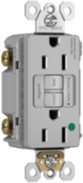 Hospital Grade 15A Duplex GFCI Receptacle with SafeLock, Gray, 1-1/4 Inch Deep