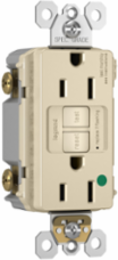 Hospital Grade 15A Duplex Self-Test GFCI Receptacle, Light Almond, 1.73 Inch Width