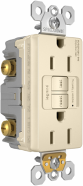 radiant® 15A Duplex Self-Test GFCI Receptacles with SafeLock® Protection, Light Almond