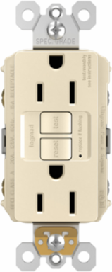 radiant® 15A Duplex Self-Test GFCI Receptacles with SafeLock® Protection, Light Almond