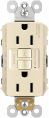 radiant® 15A Duplex Self-Test GFCI Receptacles with SafeLock® Protection, Light Almond
