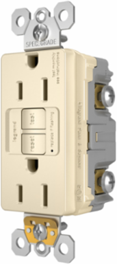 radiant® 15A Duplex Self-Test GFCI Receptacles with SafeLock® Protection, Light Almond