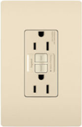 radiant® 15A Duplex Self-Test GFCI Receptacles with SafeLock® Protection, Light Almond