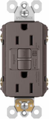 Trademaster Audible Alarm 15A Tamper-Resistant GFCI, Brown