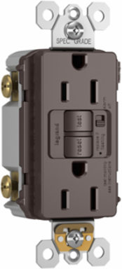 Trademaster Audible Alarm 15A Tamper-Resistant GFCI, Brown