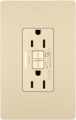 Trademaster 15A Duplex GFCI with Audible Alarm, Ivory, Tamper-Resistant