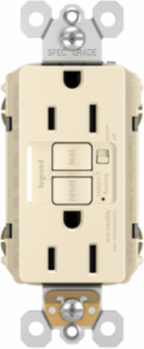 Trademaster® 15A Self-Test Duplex GFCI with Audible Alarm, Light Almond