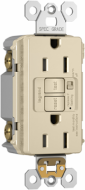Trademaster® 15A Self-Test Duplex GFCI with Audible Alarm, Light Almond