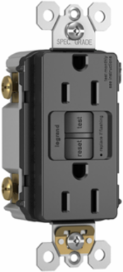 15A 125V Self-Test Tamper-Resistant GFCI Outlet, Black