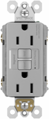 Tamper-Resistant 15A Self-Test Duplex GFCI, Gray, UL498, 125V