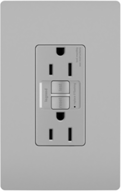 Tamper-Resistant 15A Self-Test Duplex GFCI, Gray, UL498, 125V