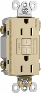 Tamper-Resistant 15A Self-Test GFCI Duplex Receptacle, Ivory