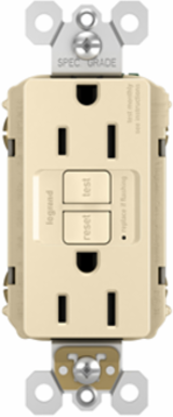 Tamper-Resistant 15A Self-Test GFCI Duplex Receptacle, Ivory