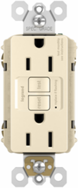Tamper-Resistant 15A GFCI Receptacle, Light Almond, Self-Test, NEMA 5-15R