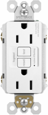 Tamper-Resistant 15A Self-Test Duplex GFCI, NEMA 5-15R, White