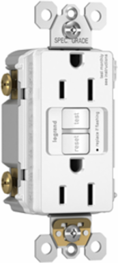 Tamper-Resistant 15A Self-Test Duplex GFCI, NEMA 5-15R, White