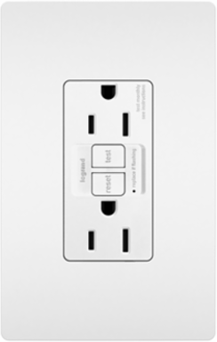 Tamper-Resistant 15A Self-Test Duplex GFCI, NEMA 5-15R, White