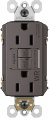 Weather-Resistant 15A Self-Test Duplex GFCI Outlet, Brown