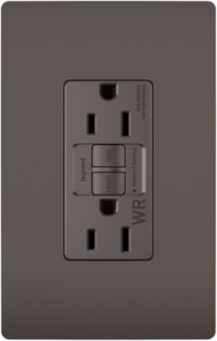 Weather-Resistant 15A Self-Test Duplex GFCI Outlet, Brown