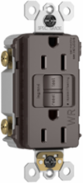 Weather-Resistant 15A Self-Test Duplex GFCI Outlet, Brown