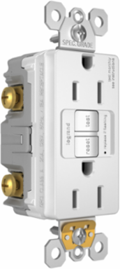 radiant® 15A Duplex Self-Test GFCI Receptacles with SafeLock® Protection, White