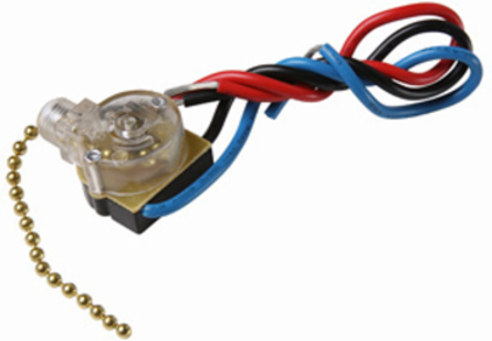 Appliance Switch, Pull Chain 2-Circuit, 4-Position, Nickel Finish