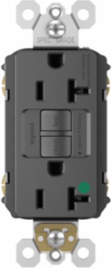 Hospital Grade 20A Duplex Self-Test GFCI Receptacle, Black, 4.2 Inch Height, 1.73 Inch Width