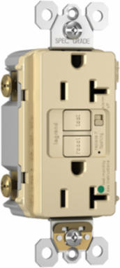 Hospital Grade 20A Duplex GFCI Receptacle with Audible Alarm, Ivory 4.2 Inch Height