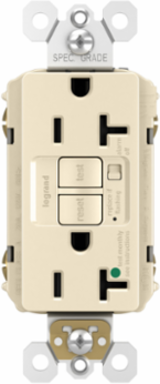 Hospital Grade GFCI Receptacle 20A Self-Test, Light Almond 1.03 Inch Depth