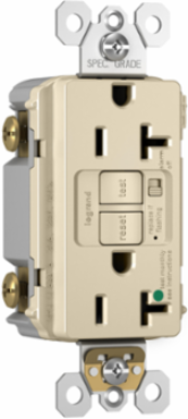 Hospital Grade GFCI Receptacle 20A Self-Test, Light Almond 1.03 Inch Depth