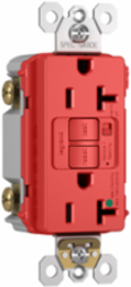 Hospital Grade Audible Alarm 20A Duplex Self-Test GFCI Receptacle, Red, 1.73 Inch Width, 1.03 Inch Depth, 4.2 Inch Height