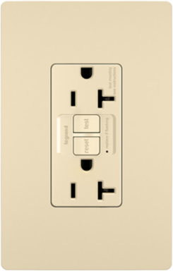 Spec-Grade 20A 125V Self-Test GFCI Receptacle, Ivory, NEMA 5-20R
