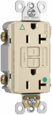 Hospital Grade Isolated Ground 20A Duplex GFCI Receptacle, Light Almond, 1.73 Inch Width