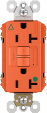 Hospital Grade Isolated Ground 20A Duplex GFCI Receptacle, Orange, 4.2 Inch Height