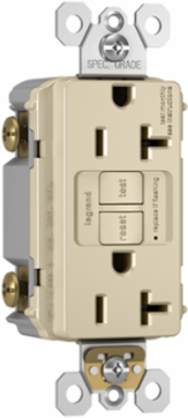 Spec-Grade 20A Self-Test Duplex GFCI, Light Almond, 125V, NEMA 5-20R