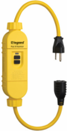 Portable 2-Foot In-Line GFCI, Manual Reset, 1 lb, Polycarbonate, Yellow
