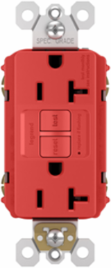 Spec-Grade 20 Amp Self-Test Duplex GFCI, Red, NEMA 5-20R, UL498