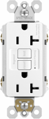 20A 125V Self-Test GFCI, White, UL498, NEMA 5-20R